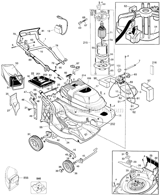 Page A Diagram and Parts List for CMM1000 Type 4 Black and Decker Lawn Mower